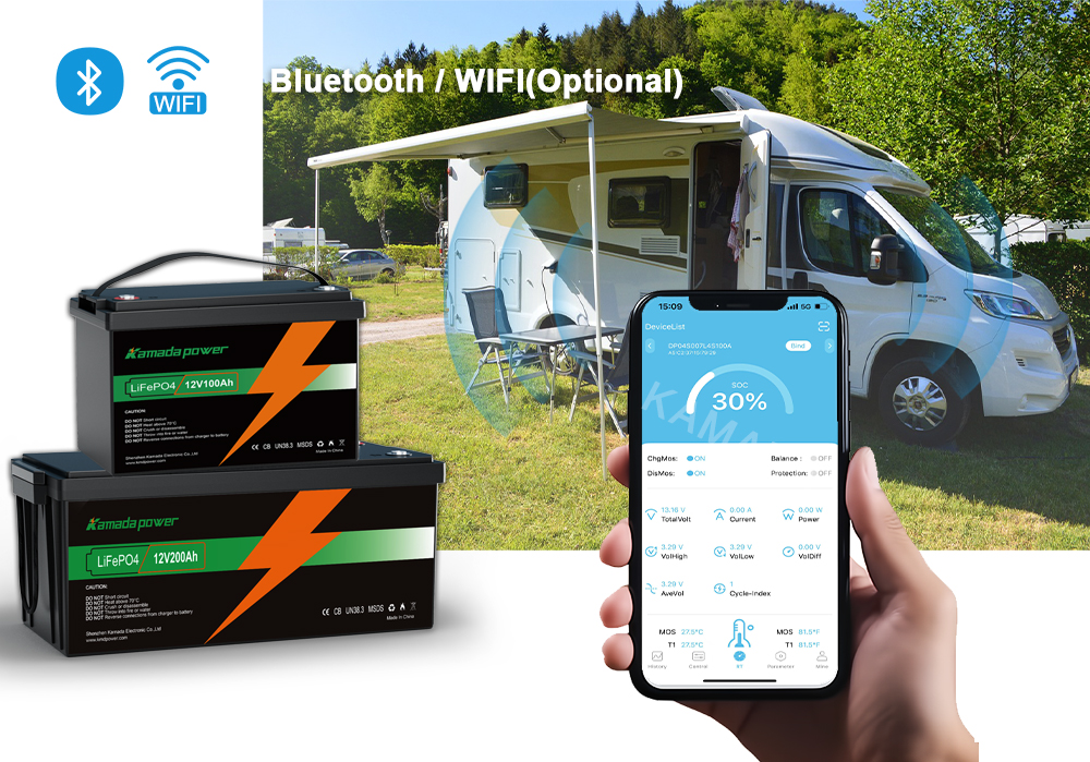 kamada krag 12v 100ah lifepo4 battery wifi app vervaardigers kamada krag