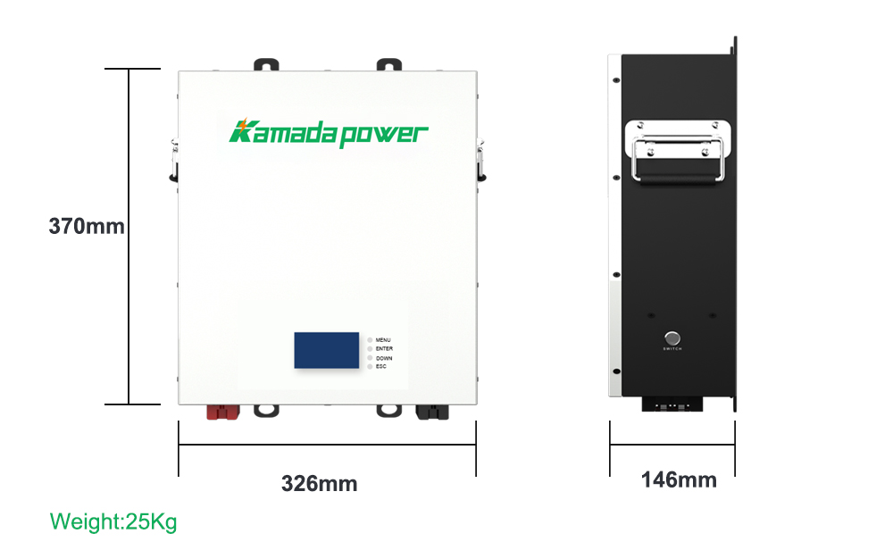 Kamada Power Powerwall Battery 5kwh 24v 200Ah (Size Weight)